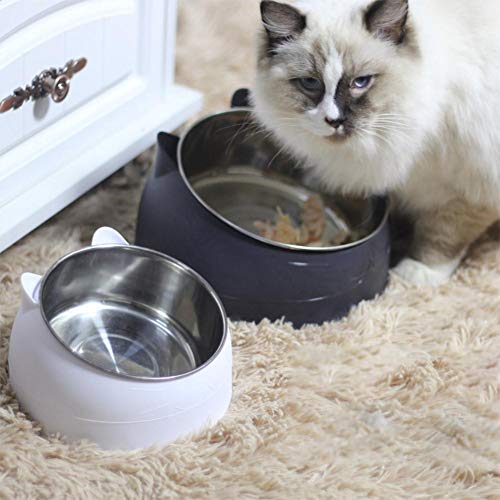 Gato Perro Bowl Acero Inoxidable Proteger La Columna Cervical 15 Grados Oblicuos Boca Alimentación Platos Antideslizante Gato Alimentos Agua Bowl-verde, 800ml, China
