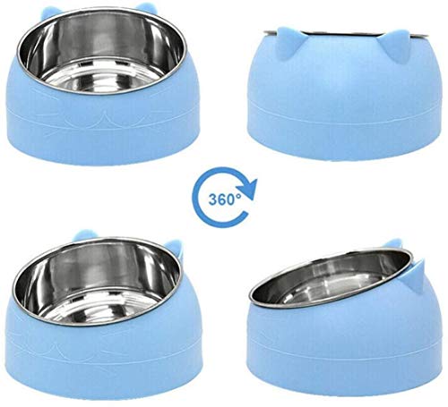 Gato Perro Bowl Acero Inoxidable Proteger La Columna Cervical 15 Grados Oblicuos Boca Alimentación Platos Antideslizante Gato Alimentos Agua Bowl-verde, 800ml, China