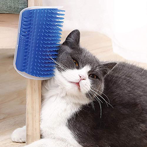 Gato Self Groomer Wall Corner, Cat Brush, 4 Pack Nuevo actualización, Múltiples Funciones Medium Soft para Cat Face Scratcher, es un Peine de Masaje de Cepillo de Aseo para Pet Pet (Color : Blue)