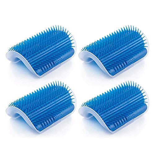 Gato Self Groomer Wall Corner, Cat Brush, 4 Pack Nuevo actualización, Múltiples Funciones Medium Soft para Cat Face Scratcher, es un Peine de Masaje de Cepillo de Aseo para Pet Pet (Color : Blue)