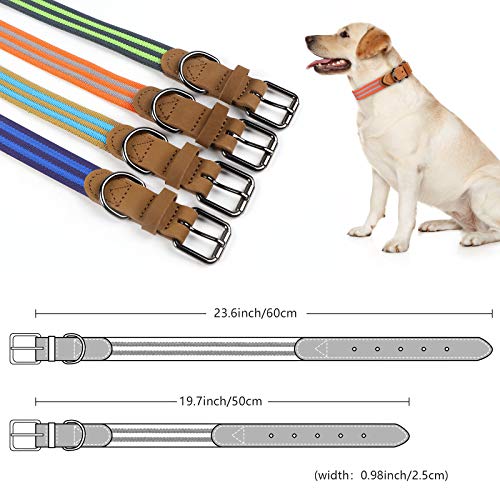 G.C Collar Cuero Perro Grande Pequeño Cachorro Reflectante Ancho Collar (Rojo, 50cm)