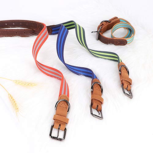G.C Collar Cuero Perro Grande Pequeño Cachorro Reflectante Ancho Collar (Rojo, 50cm)