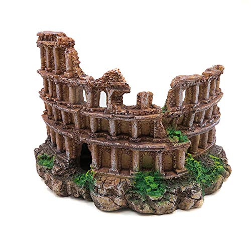 GCSEY Columna 1Pc Romano Antiguo Adorno De Peces del Acuario del Tanque De Resina Paisaje Decoración Resina Reliquias Craft Europea Castillo De Escritorio