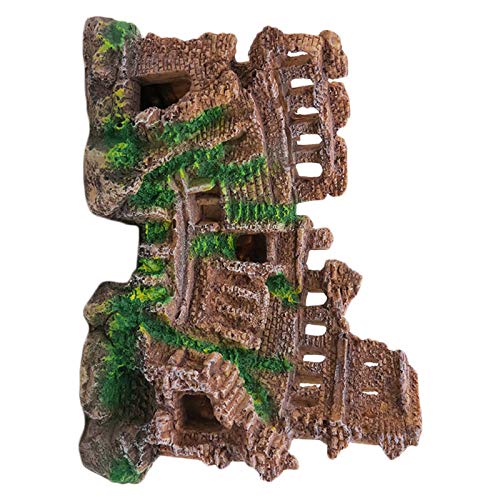 GCSEY Columna 1Pc Romano Antiguo Adorno De Peces del Acuario del Tanque De Resina Paisaje Decoración Resina Reliquias Craft Europea Castillo De Escritorio