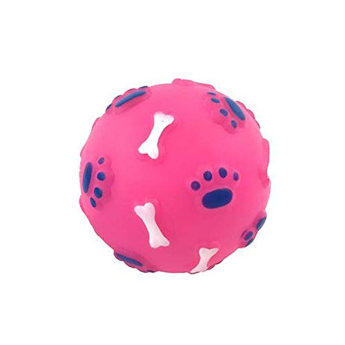 GEN Pelota de Goma con Dibujos de Huellas y huesitos | Juguete de Perro | Pelota de Perro 9 cm | Colores se sirven según disponibilidad