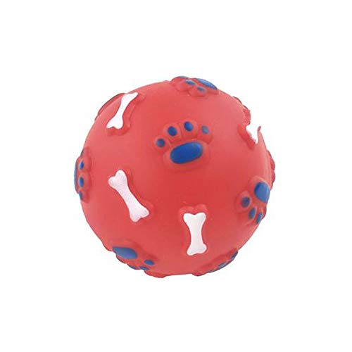 GEN Pelota de Goma con Dibujos de Huellas y huesitos | Juguete de Perro | Pelota de Perro 9 cm | Colores se sirven según disponibilidad
