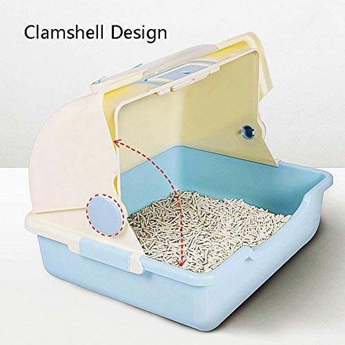 gengxinxin Cat Litter Box Fácil De Limpiar Protege El Suelo Y La Alfombra para Gatos Caja De Arena para Gatos Cerrada con Capucha Anti-Salpicaduras Fácil De Limpiar WC para Gatos con Pala Azul-marrón