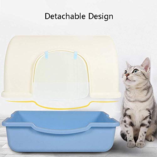 gengxinxin Cat Litter Box Fácil De Limpiar Protege El Suelo Y La Alfombra para Gatos Caja De Arena para Gatos Cerrada con Capucha Anti-Salpicaduras Fácil De Limpiar WC para Gatos con Pala Azul-marrón