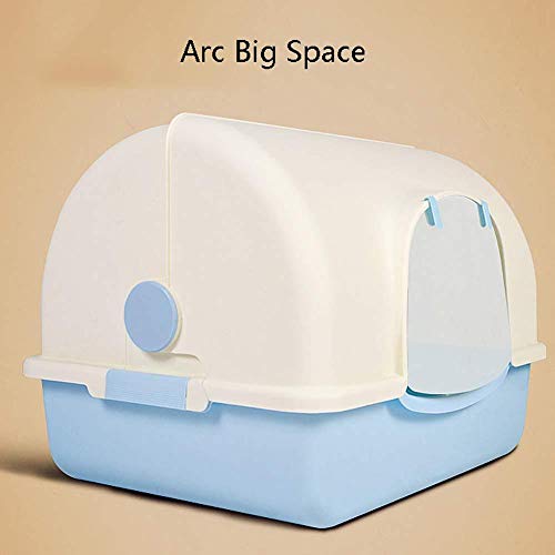 gengxinxin Cat Litter Box Fácil De Limpiar Protege El Suelo Y La Alfombra para Gatos Caja De Arena para Gatos Cerrada con Capucha Anti-Salpicaduras Fácil De Limpiar WC para Gatos con Pala Azul-marrón