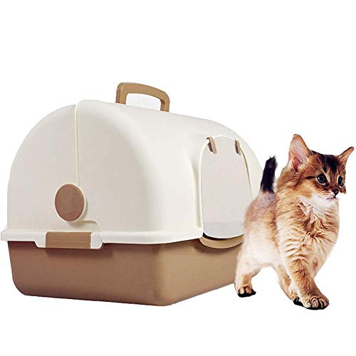 gengxinxin Cat Litter Box Fácil De Limpiar Protege El Suelo Y La Alfombra para Gatos Caja De Arena para Gatos Cerrada con Capucha Anti-Salpicaduras Fácil De Limpiar WC para Gatos con Pala Azul-marrón