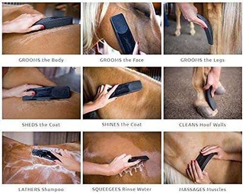 Gentle Groomer - Original for Horses Dogs 6-in-1 Shedding Grooming Massage,Horses Neat Pet Grooming Brush, Strip Hair Gentle Groomer for Horses, Horse Tack Easy To Clean