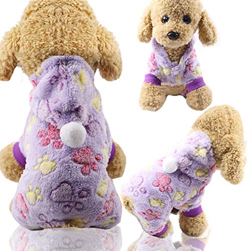 GFFGA Ropa para Perros de Franela Ropa para Mascotas para Perros Mono Abrigo Suave para Gatos Chaqueta Traje para Mascotas para Perros Ropa para Mascotas Chihuahua Abrigo de Lana-Morado, XXL