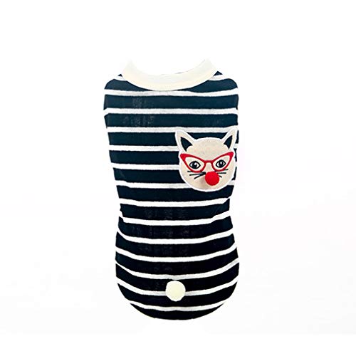 GHHZZQ Ropa Para Mascotas Del Gato Camiseta Sin Mangas Gato De Cola Corta Estadounidense Gato Británico De Cola Corta Rayas Blancas Y Negras Fino Y Ligero Respirable Bonito Verano Fino Y Ligero Respir