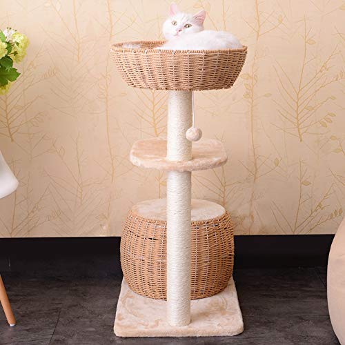 GJNVBDZSF Poste rascador para condominio de Cuerda de Papel para árbol de Gato de 90 cm, Torre de Gato para casa para Gatitos, Centro de Actividades con Bola Colgante