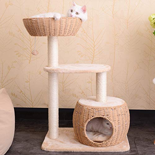 GJNVBDZSF Poste rascador para condominio de Cuerda de Papel para árbol de Gato de 90 cm, Torre de Gato para casa para Gatitos, Centro de Actividades con Bola Colgante