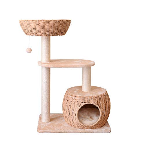GJNVBDZSF Poste rascador para condominio de Cuerda de Papel para árbol de Gato de 90 cm, Torre de Gato para casa para Gatitos, Centro de Actividades con Bola Colgante