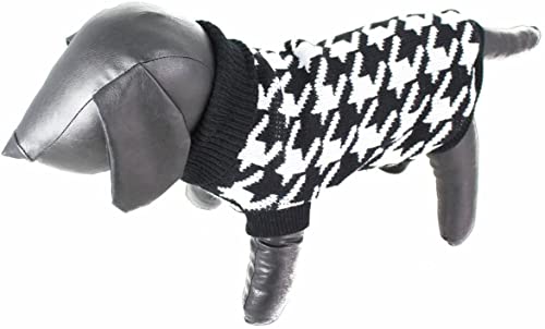 Glamour Girlz Pequeño perro raza sólo gato niña niño gato pata de gallo diente de perro punto cálido invierno niña niño suéter suéter (mediano, negro)