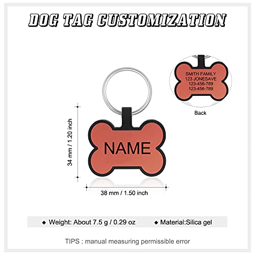 Glooraca Etiquetas de perro grabadas para mascotas con grabado personalizado Etiquetas de identificación para mascotas con etiqueta de identificación personalizada de silicona personalizada