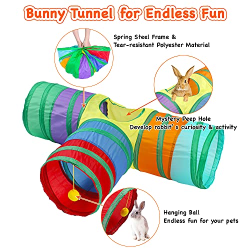 GNB PET Túnel de conejo, túnel plegable de 3 vías, túneles y tubos de escondite de conejillo de indias, túnel de actividad de animales pequeños, juguetes para conejos enanos, gatito, cachorrito