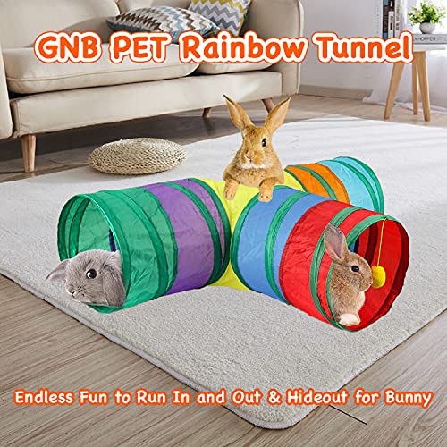 GNB PET Túnel de conejo, túnel plegable de 3 vías, túneles y tubos de escondite de conejillo de indias, túnel de actividad de animales pequeños, juguetes para conejos enanos, gatito, cachorrito