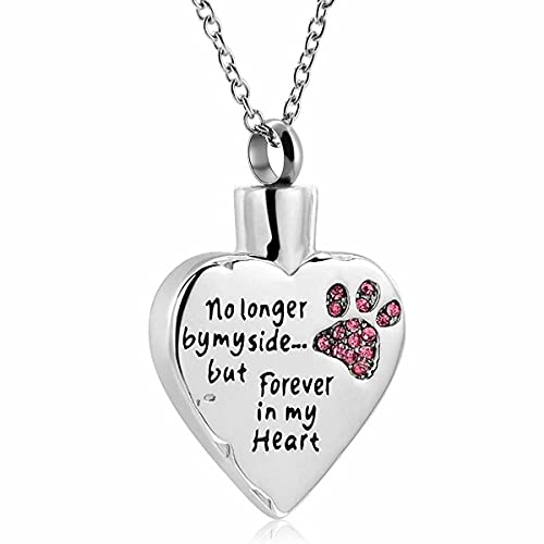 Gobutevphver Joyería de cremación Conmemorativa Collar de Cenizas de urna de Recuerdo de Mascota con Personalidad Europea y Americana en Forma de corazón para Perro Gato - Rosa