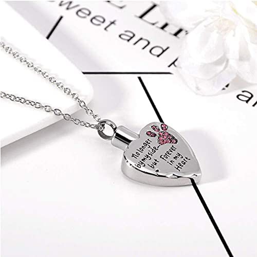 Gobutevphver Joyería de cremación Conmemorativa Collar de Cenizas de urna de Recuerdo de Mascota con Personalidad Europea y Americana en Forma de corazón para Perro Gato - Rosa