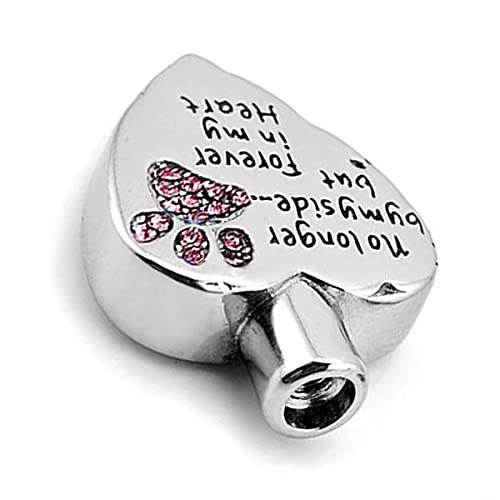 Gobutevphver Joyería de cremación Conmemorativa Collar de Cenizas de urna de Recuerdo de Mascota con Personalidad Europea y Americana en Forma de corazón para Perro Gato - Rosa