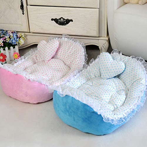 GODGETS Princesa Cama para Perros, Peluche Suave Acolchado Perros Cama Lace Princess Bed Perros Mascotas Cama,Pink 2,45 * 55CM