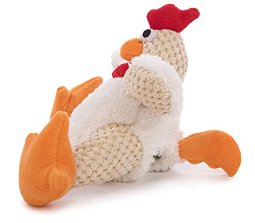 goDog Checkers with Chew Guard Technology Tough Plush Dog Toy, Blanco, Small