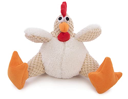 goDog Checkers with Chew Guard Technology Tough Plush Dog Toy, Blanco, Small