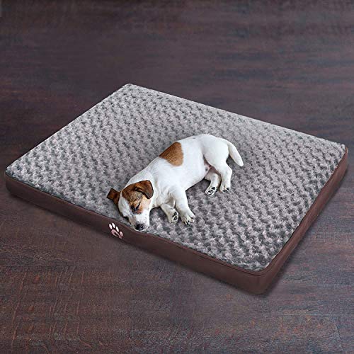 GoFirst Camas para perros grandes, lavables, con espuma ortopédica de cáscara de huevo, con funda extraíble con cremallera, XXL, marrón