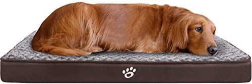 GoFirst Camas para perros grandes, lavables, con espuma ortopédica de cáscara de huevo, con funda extraíble con cremallera, XXL, marrón