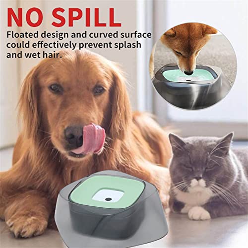 Goldmiky Cuenco Flotante de Agua para Mascotas, Cuenco Flotante de Silicona autoajustable Anti-derrames, Cuenco Agua Anti Salpicaduras No Mojada Boca para Gato/Cachorro (Verde)