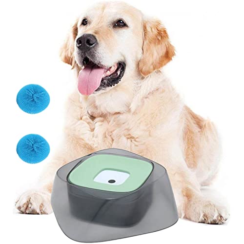 Goldmiky Cuenco Flotante de Agua para Mascotas, Cuenco Flotante de Silicona autoajustable Anti-derrames, Cuenco Agua Anti Salpicaduras No Mojada Boca para Gato/Cachorro (Verde)