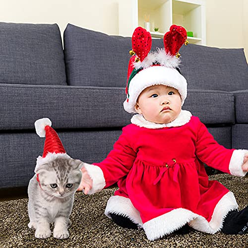 Gorro navideño para Gato, Gorro navideño para Mascotas, Gorro navideño para Gato, Gorro navideño para Gato, Disfraz de Conejillo de Indias, Pelo para Mascotas, Gorro de Papá Noel para Mascotas