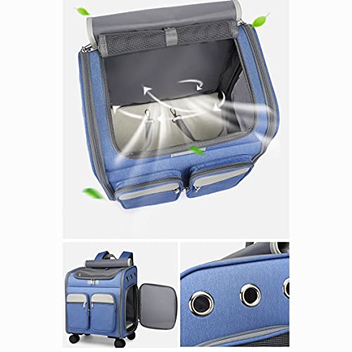 GOUDAN-QIU Portador de Mascotas, Mochila for Perros con Ruedas, Gatos, Cachorros Bolsa de Viaje con Ruedas, rastrero de Perros Características de Seguridad y cojín Soporte for Viajes, Senderismo, Uso