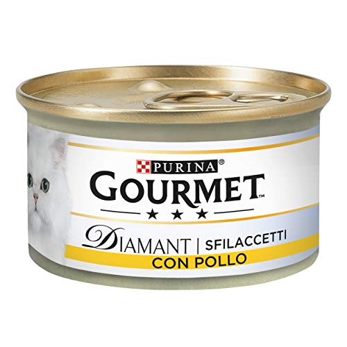 Gourmet Diamant sfilaccetti para el Gato, con Pollo Delicada, 85 g – Pack de 24 Unidades