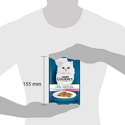 Gourmet Perle Alimento para el Gato, Piaceri del Mar con Pescado Océano y gamberetti Interi, 85 g – Pack de 24 Unidades