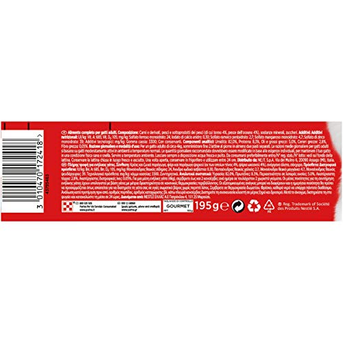 Gourmet Purina Rojo Húmedo Gato Paté con atún y pez del océano, 195 g – 24 latas de 195 g – Paquete de 24 x 195 g