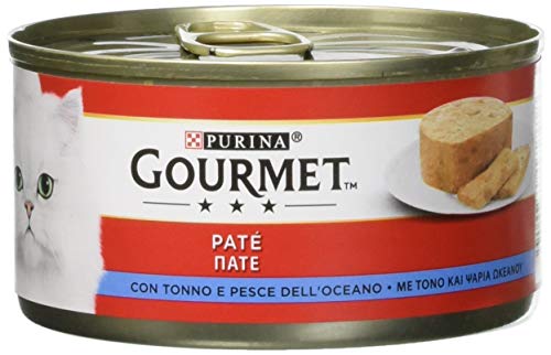 Gourmet Purina Rojo Húmedo Gato Paté con atún y pez del océano, 195 g – 24 latas de 195 g – Paquete de 24 x 195 g