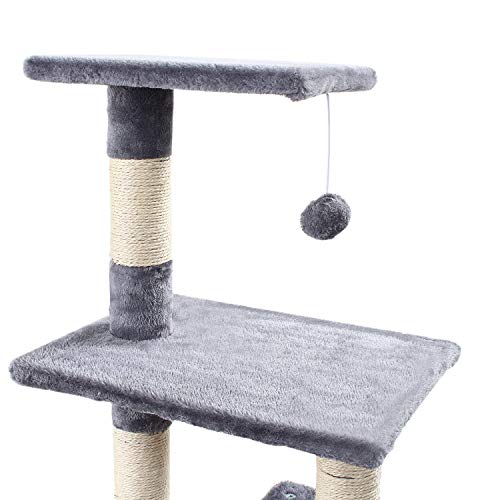 GRANDMA SHARK Árbol Rascador para Gatos, Casas de Juego y Lugares de Descanso para Gatos (Gris Pálido)