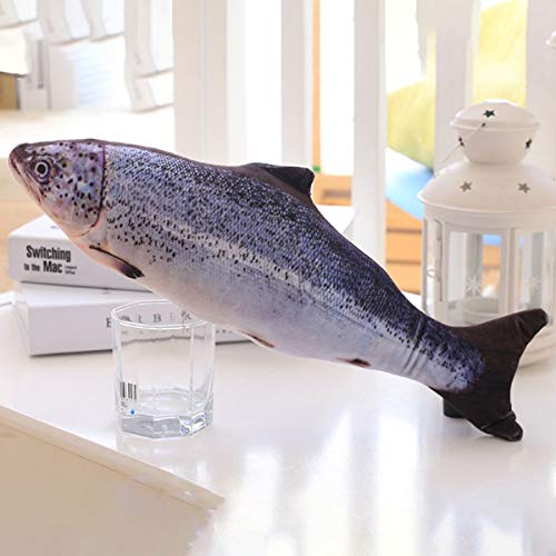 Greatangle Mascota Gato Juego Forma de pez Masticar Mordedura Juguete Grandes Regalos Juguete Interactivo para raspar Salmón Multicolor