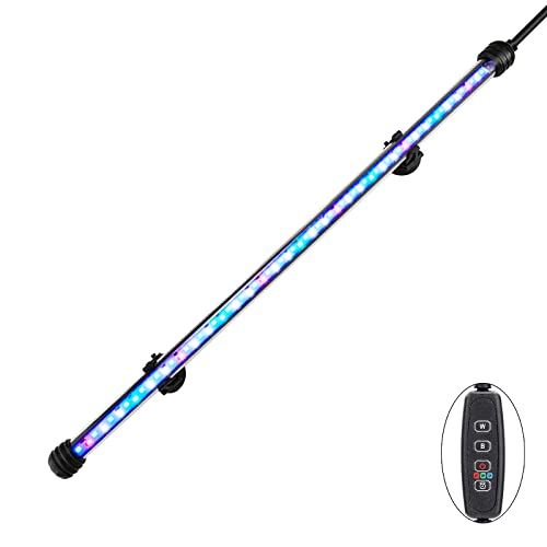 GreenSun Luz sumergible para acuario con temporizador de encendido/apagado automático, luz LED subacuática que cambia de color azul y blanco para tanques de 48cm