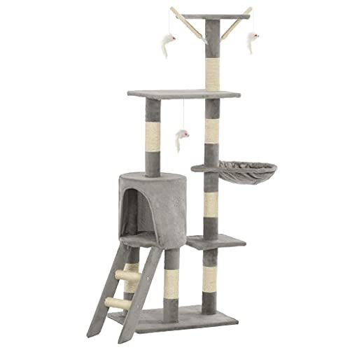 Gris Rascador para Gatos con Poste de sisal 138 cm grisProductos para Mascotas Productos para Mascotas Productos para Gatos Mobiliario para Gatos
