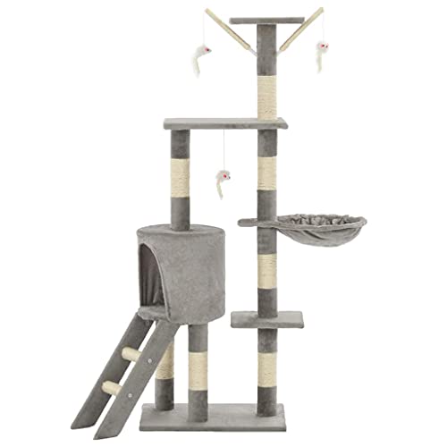 Gris Rascador para Gatos con Poste de sisal 138 cm grisProductos para Mascotas Productos para Mascotas Productos para Gatos Mobiliario para Gatos
