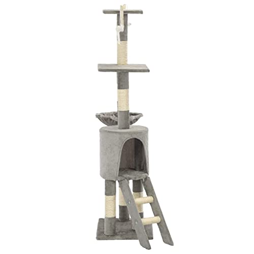 Gris Rascador para Gatos con Poste de sisal 138 cm grisProductos para Mascotas Productos para Mascotas Productos para Gatos Mobiliario para Gatos