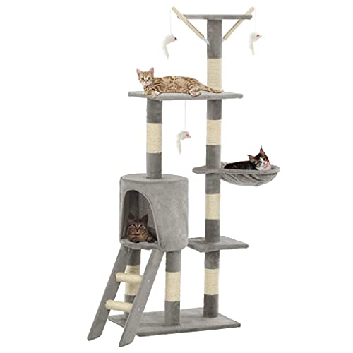 Gris Rascador para Gatos con Poste de sisal 138 cm grisProductos para Mascotas Productos para Mascotas Productos para Gatos Mobiliario para Gatos