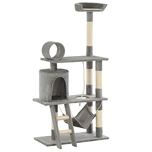 Gris Rascador para Gatos con Poste de sisal 140 cm grisProductos para Mascotas Productos para Mascotas Productos para Gatos Mobiliario para Gatos