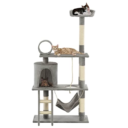 Gris Rascador para Gatos con Poste de sisal 140 cm grisProductos para Mascotas Productos para Mascotas Productos para Gatos Mobiliario para Gatos