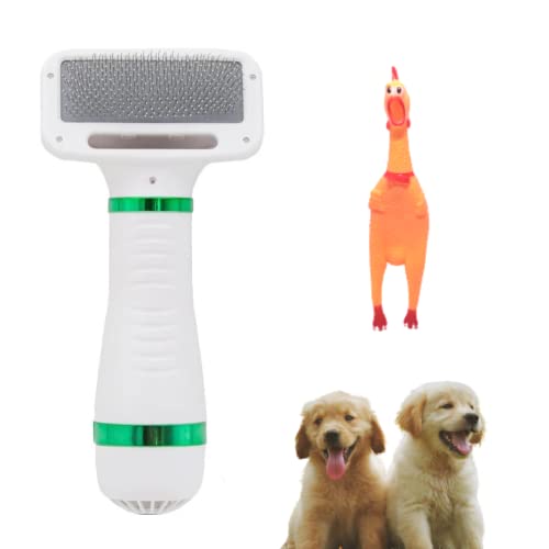GUAUDOG Cepillo Secador para Perros de Pelo Largo y Corto, expulsor secador para Mascotas peluquería, silencioso, portátil, Control de Temperatura + Juguete (Cepillo secador + Juguete)